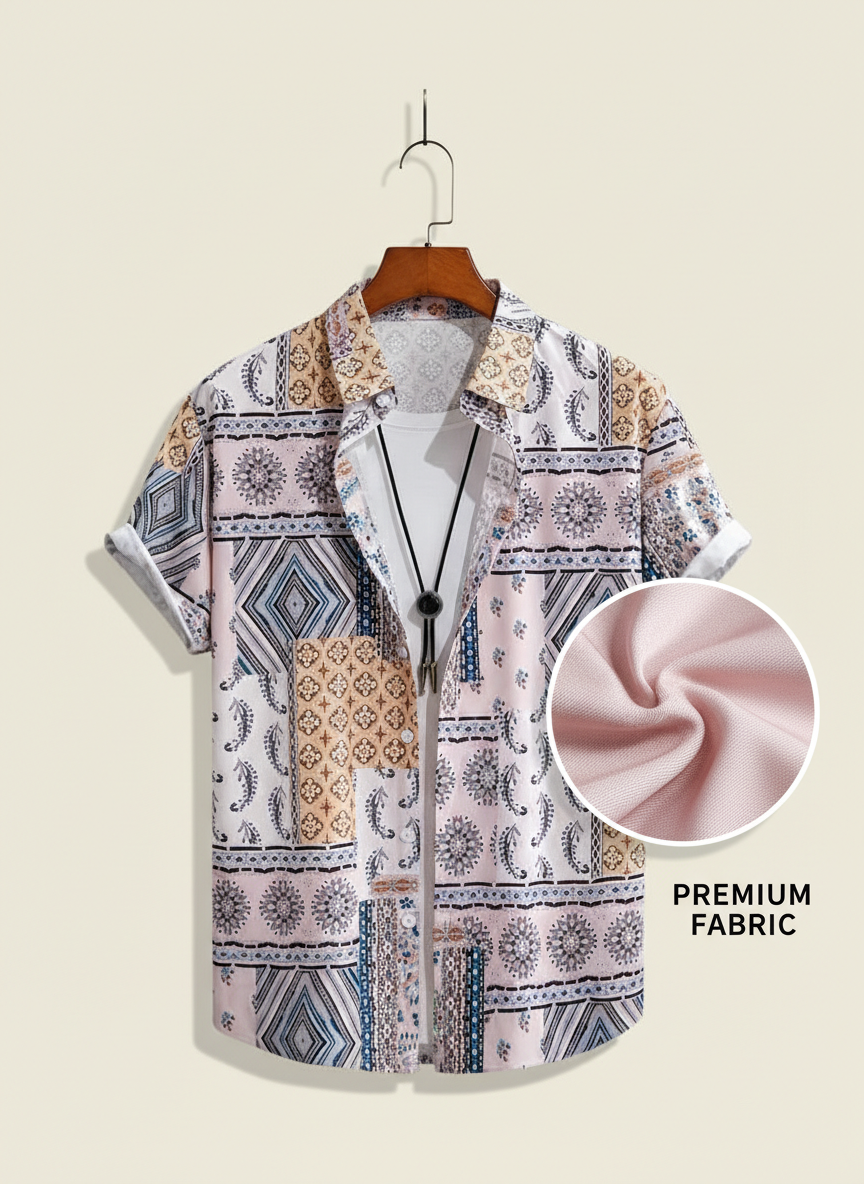 Vacation Graphic Hawaiian Shirt – Short Sleeve Button-Up Beach Shirt for Men