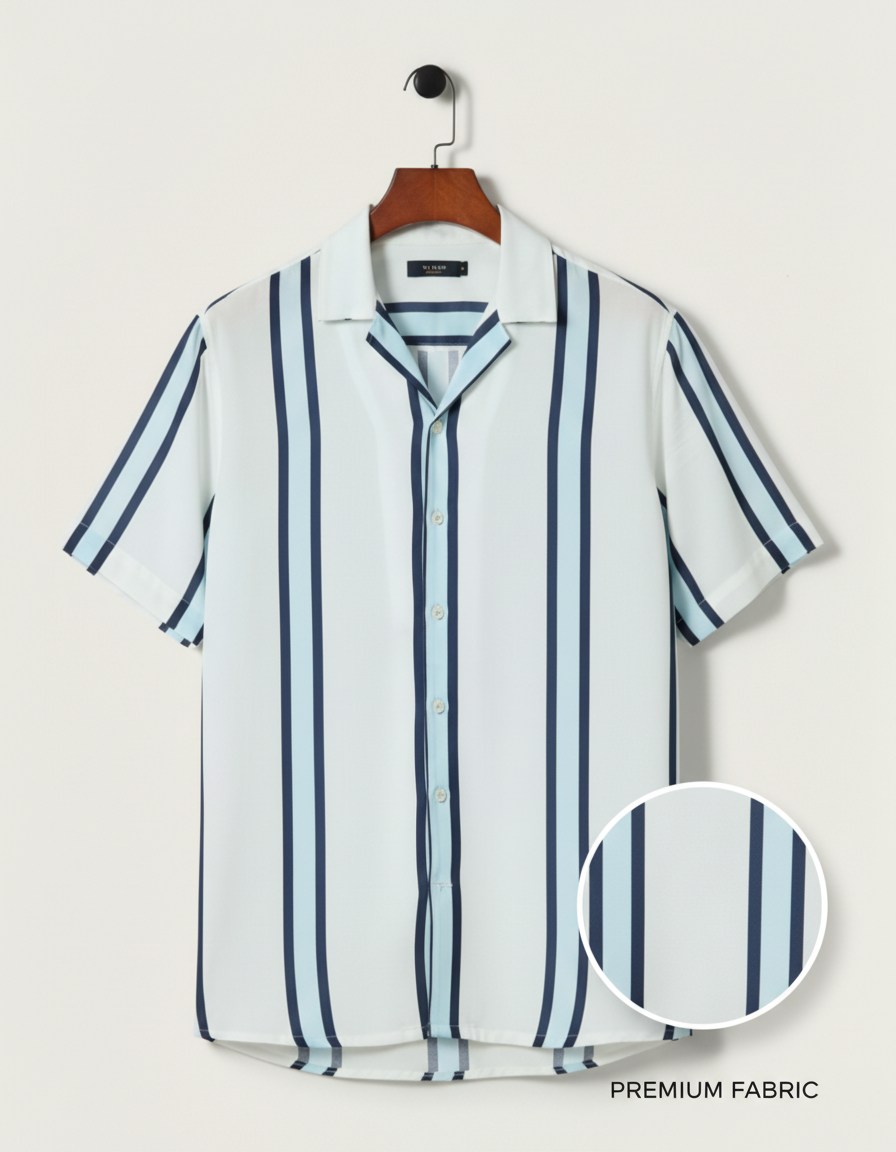 Men’s Sage Green Korean Style Short Sleeve Button-Down Shirt with Abstract Block & Cursive Script Graphic